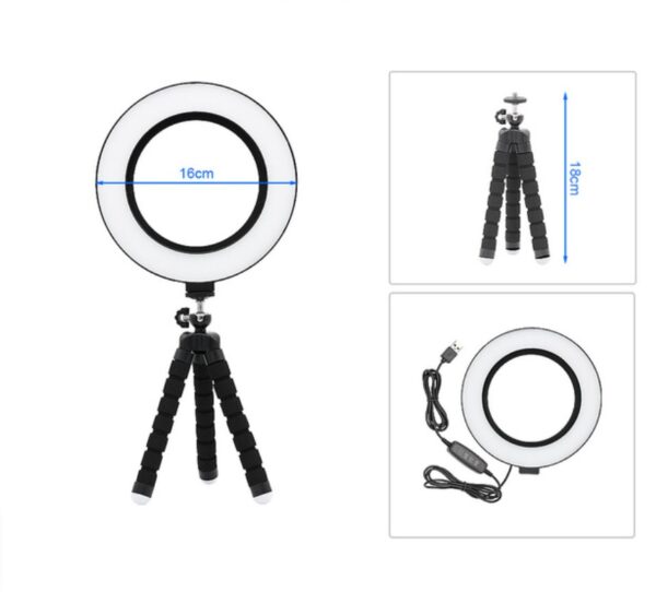 1619147644428.jpg 6-Inch LED Ring Light with Tripod | USB Fill Light for Phone & Camera