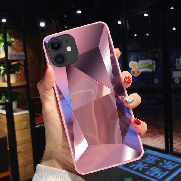 451859775556.jpg Diamond Mirror Phone Case Stylish Lattice & Rhinestone Design