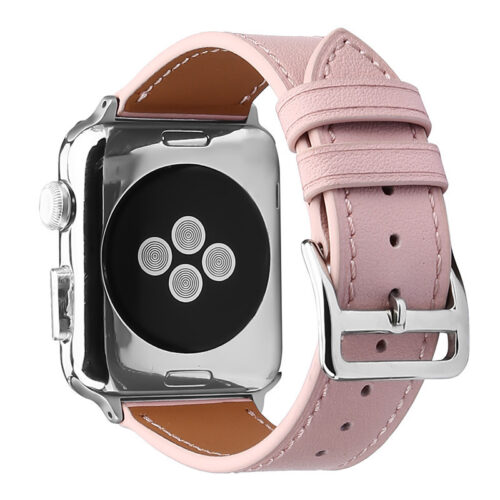 Cowhide Leather Apple Watch Strap In Pink (38/42mm)