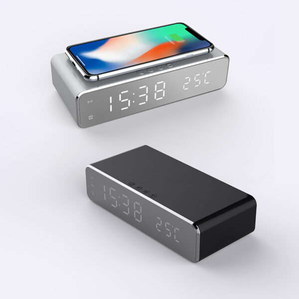 8f962798-03c1-46d7-99fa-73fe3d002577.jpg LED Alarm Clock with Wireless Charger & Thermometer | HD Mirror Display