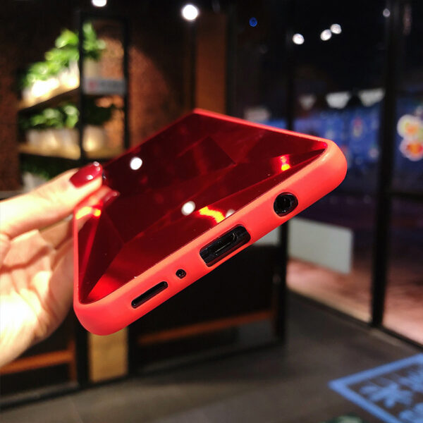 925774447556.jpg Diamond Mirror Phone Case Stylish Lattice & Rhinestone Design